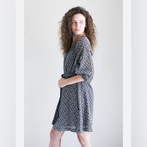 Apiece Apart Isla Mini Dress Navy Tracks Blue Belted Sz M